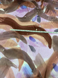 Painterly Watercolor Printed Silk Charmeuse - Lilac / Mocha / Purple