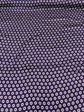 Polka Dot Printed Stretch Silk Charmeuse - Purple / Mustard / White