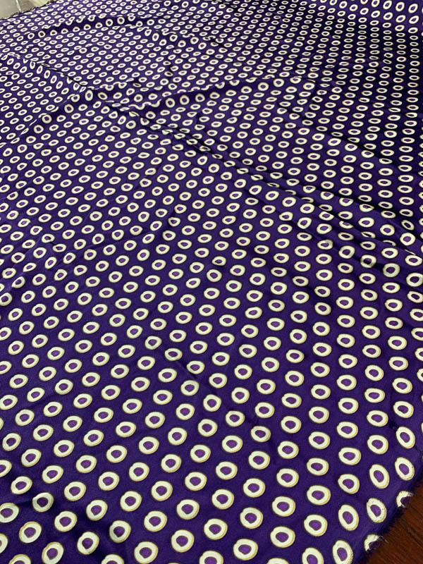 Polka Dot Printed Stretch Silk Charmeuse - Purple / Mustard / White