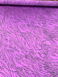 Abstract Sketch Printed Silk Charmeuse - Purple / Black