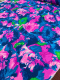 Floral Printed Silk Georgette - Magenta / Blue / Green