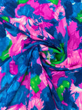 Floral Printed Silk Georgette - Magenta / Blue / Green