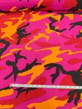 Camouflage Printed Silk Crepe de Chine - Red / Orange / Magenta / Black
