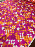 Geometric Matte-Side Mosaic Printed Silk Charmeuse - Magenta / Orange / White