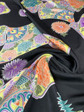 Floral Printed Silk Charmeuse - Black / Multicolor