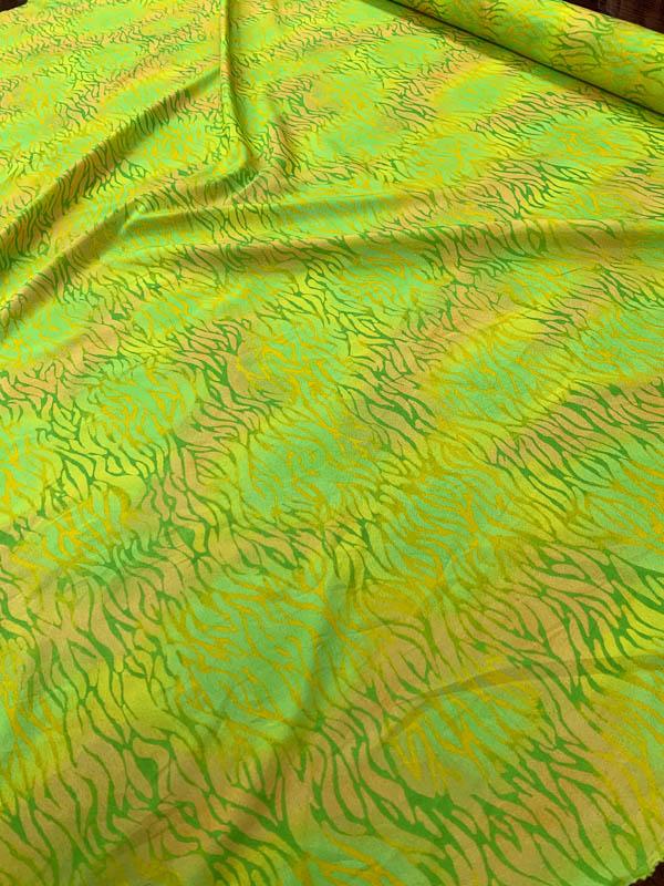 Graphic Animal Pattern Printed Poly Pongee - Yellow / Green