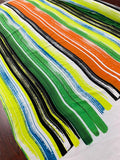 Brushstroke Striped Printed Silk Crepe de Chine - Multicolor