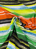 Brushstroke Striped Printed Silk Crepe de Chine - Multicolor