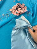 Floral Matte-Side Printed Silk Charmeuse - Blue / Pink