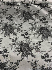 Italian Floral and Hexagon Textured Brocade Panel - Black - Fabric by the  Panel