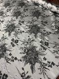Italian Floral Textured Metallic Brocade - Grey / Silver / Black