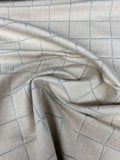 Italian Double-Sided Windowpane Novelty Brushed-Cotton Brocade - Beige / Grey