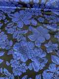 Floral Brocade - Metallic Blue / Black