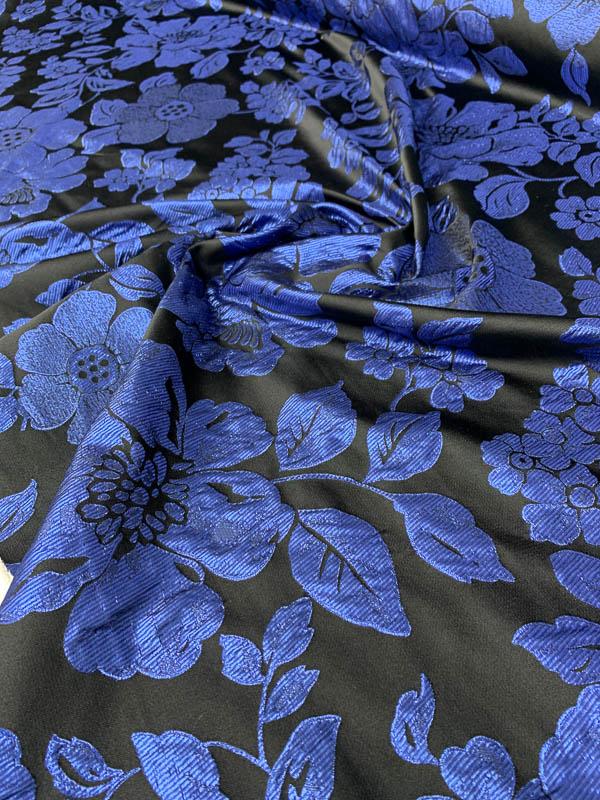 Floral Brocade - Metallic Blue/Black | FABRICS & FABRICS – Fabrics ...