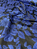 Floral Brocade - Metallic Blue / Black
