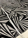 Italian Bold Art Deco Geometric Burnout Velvet - Black