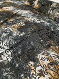 Tie-Dye Paisley Patchwork Collage Stretch Printed Burnout Velvet - Black / White / Rust