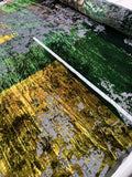Oscar de la Renta Patchwork Abstract Printed Burnout Velvet - Green / Yellow / Black