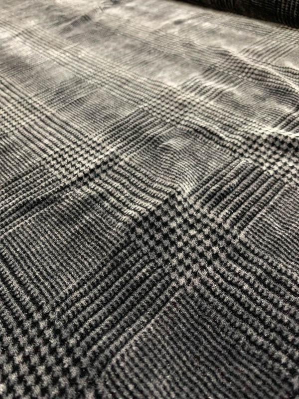 French Glen Plaid Printed Velvet - Grey / Black