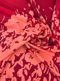 Floral Border Pattern Printed Silk Crepe de Chine - Cranberry / Salmon Pink