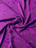 Floral Printed Silk Georgette - Purple / Hot Pink