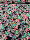 Flowers and Birds Tropical Printed Silk Crepe de Chine - Multicolor