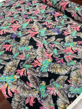 Flowers and Birds Tropical Printed Silk Crepe de Chine - Multicolor