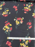 Floral Bouquets Printed Silk Georgette - Black / Maroon / Yellow