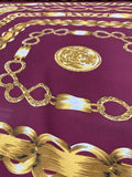 Oversize Chain Printed Silk Georgette Panel - Maroon / Gold