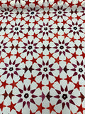 Stars Printed Silk Crepe de Chine - Red / Plum / White