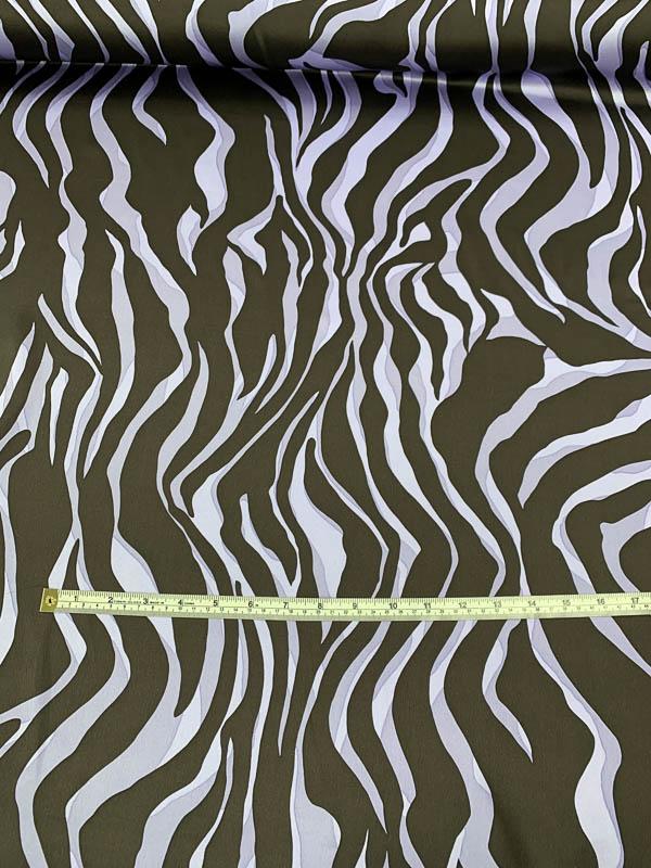 Zebra Pattern Printed Silk Charmeuse - Periwinkle / Black