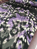 Watercolor Printed Silk Charmeuse - Purple / Grey / Black