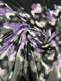 Watercolor Printed Silk Charmeuse - Purple / Grey / Black