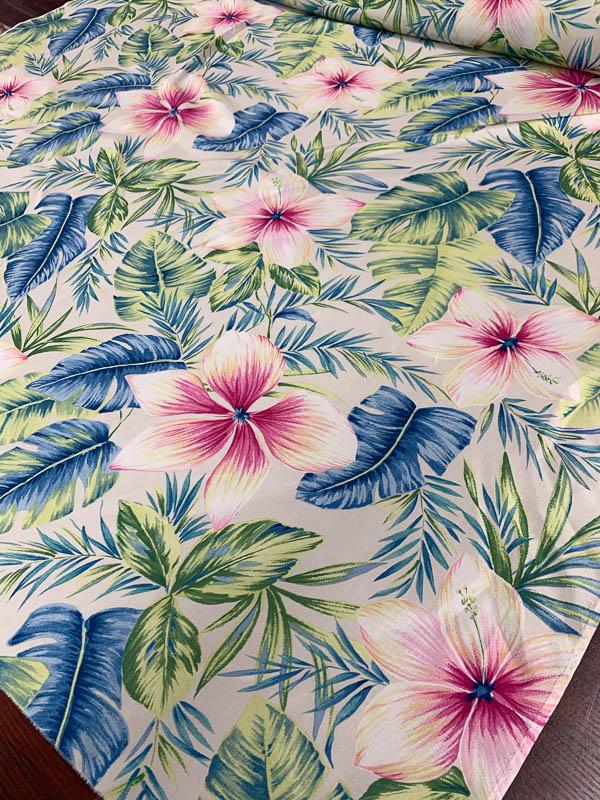 Tropical Floral Printed Heavy Silk Habotai - Multicolor