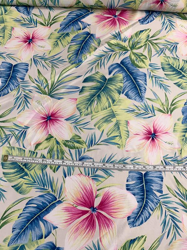 Tropical Floral Printed Heavy Silk Habotai - Multicolor