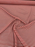 Horizontal Candy Stripe Printed Silk Crepe de Chine - Red / White
