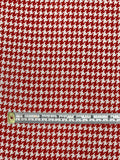 Houndstooth Printed Silk Crepe de Chine - Red / White