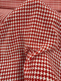 Houndstooth Printed Silk Crepe de Chine - Red / White