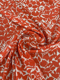 Abstract Leaf Graphic Printed Silk Crepe de Chine - Coral / White