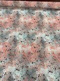 Splatter Printed Silk Crepe de Chine - Coral / Black / White