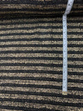 Metallic Foil Striped Printed Woven Wool Tweed Coating - Black / Gold