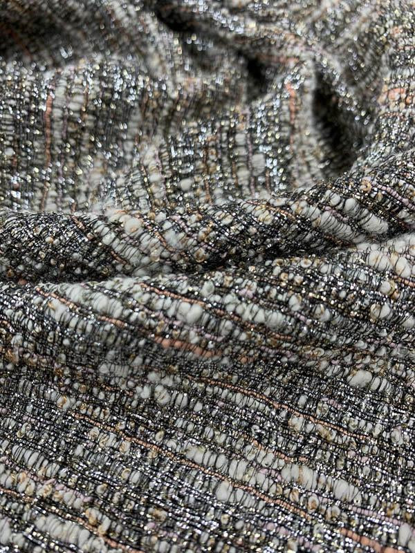 Classic Woven Tweed with Lurex - Silver/Ivory/Salmon | FABRICS ...