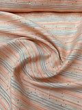 Italian Striped Glam Tweed with Sequins - Orange-Coral / Pink / Cream