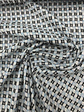Geometric Weave Tweed - White / Black / Blue