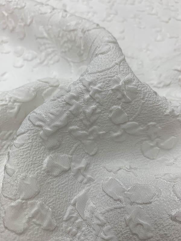 Puckered Floral Light Weight Brocade - Off-White