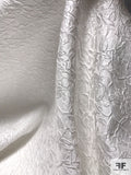Italian Floral Textured Silk and Poly Brocade - Off-White