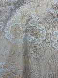Groovy Stars and Floral Textured Metallic Brocade - Gold / Off-White