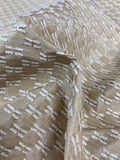 Small Pattern Chenille Heavy Taffeta Brocade - Tan / Cream