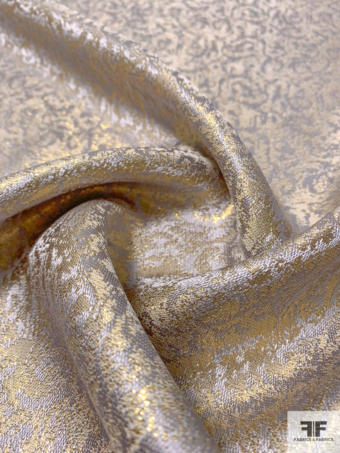 Metallic Abstract Light-Weight Brocade - Gold/Silver | FABRICS & FABRICS Fabrics & Fabrics Metallic Abstract Light-Weight Brocade - Gold/Silver | FABRICS & FABRICS Fabrics & Fabrics