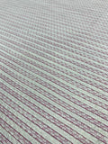 Horizontal Striped Woven Suiting - Cream / Magenta